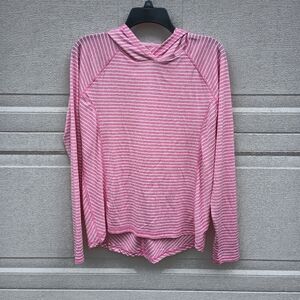 Mia Sport Exercise Pink White Athletic Hoodie Running Walking Top Ladies Sz Med